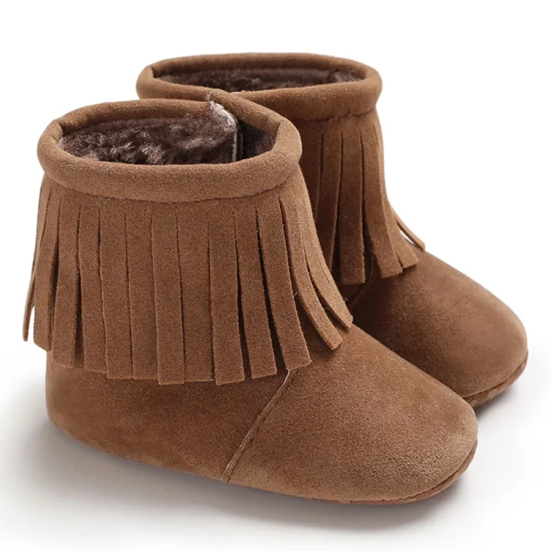 Winter Classic Fringes PU Velvet  Cashmere Warm Toddler Girl's Shoes Fashion Fringe New Baby Short Boots