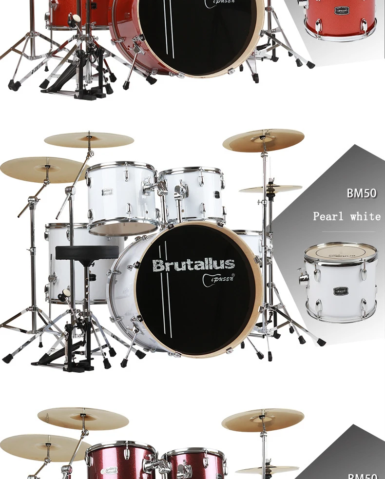 Ipusen multiple colour 400mm adult children Drum Five Drum four Cymbals beginners introduction practice professional performance