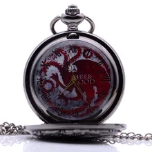 Винтажный антикварный Дом Таргариен крови и огня Игра престолов Мужские Женские кварцевые карманные часы ожерелье цепочка подарок