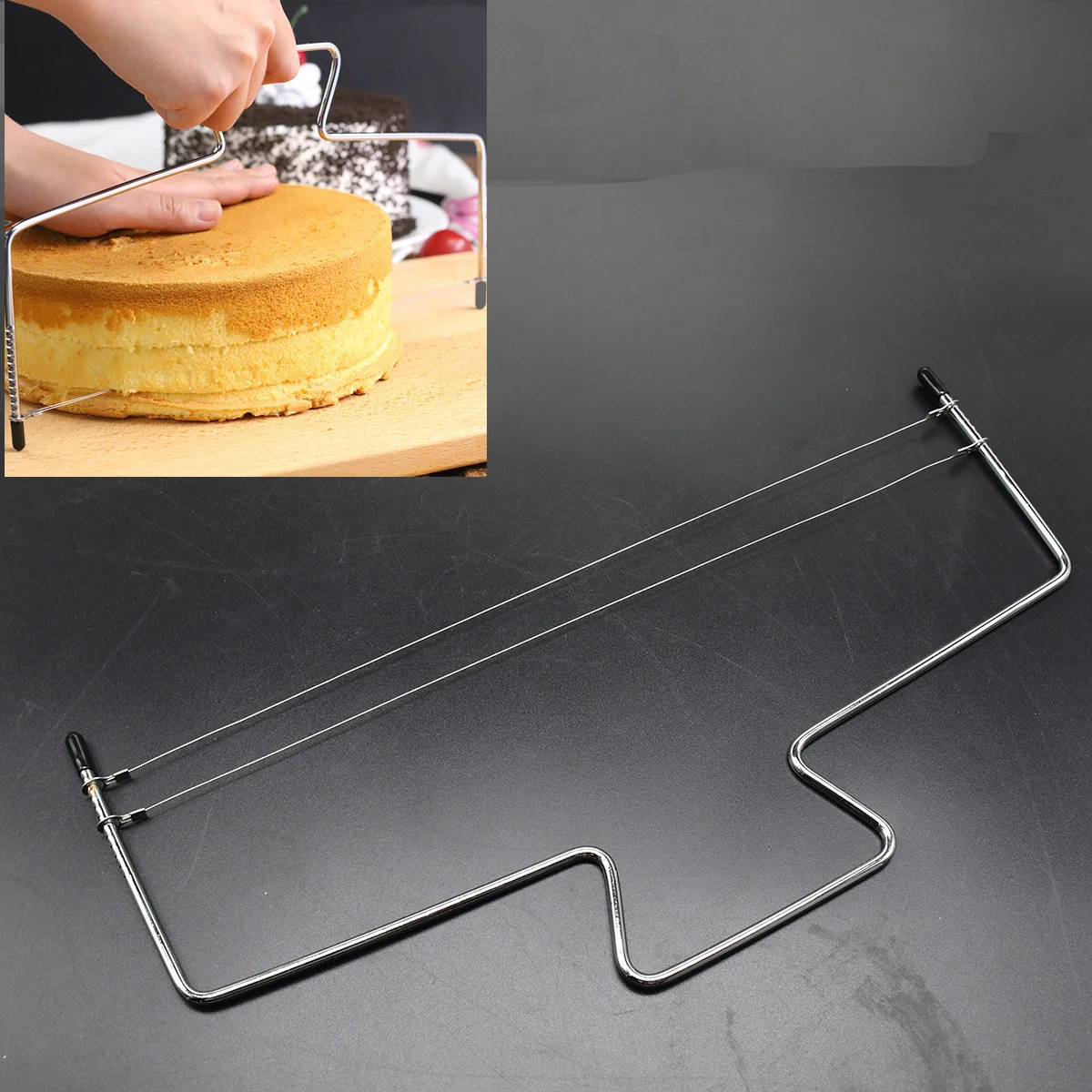 BEEMSK 1 шт. Инструменты для выпечки двухлинейный нож для торта из нержавеющей стали сплиттер нож для торта