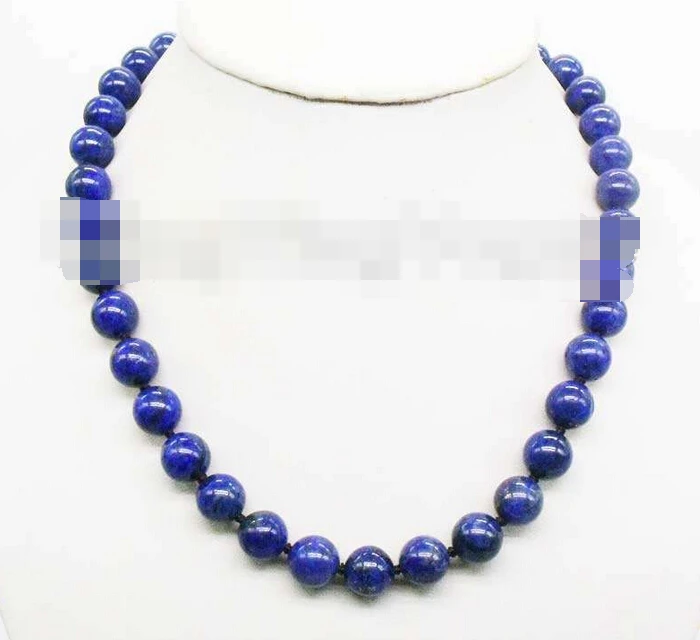 

3242 Round Cyan natural Lapis lazuli Chain Alloy necklace