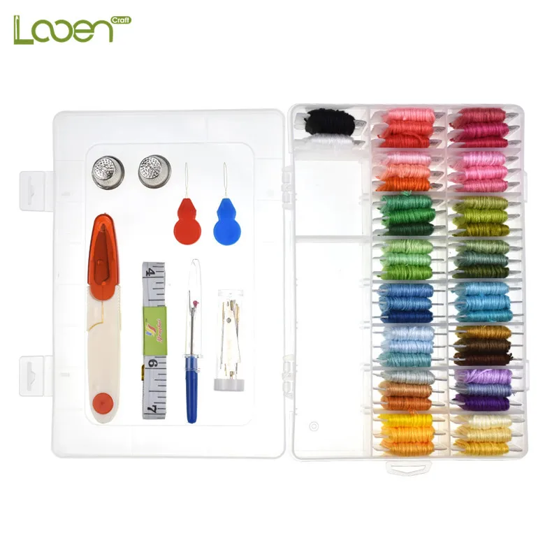 

Embroidery Floss with Storage Box 50 Colors Friendship Bracelets Floss Crafts with Plastic Threads Bobbins 40 Pcs Sewing Kits