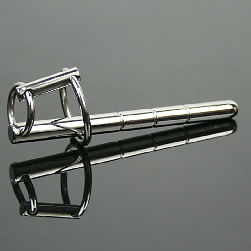 New Male Chastity Urethra 2 Cock Ring Penis Plug Stretches Stainless Steel Sounding Adult 18 Sex Toys for Men Gay Urethral Sound