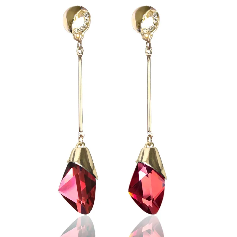 Long Tassel Rhinestone Earrings Crystal Water Drop Ear Clip on Earrings Without Piercing for Women Wedding Clip ear clip earrings clip earrings ear clip ear accessories