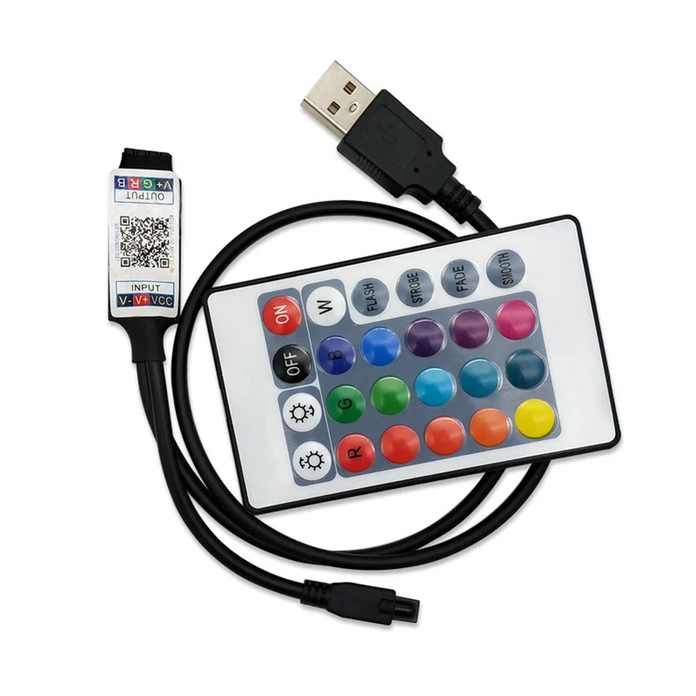 24 клавиши светодиодный контроллер USB DC 5 V-12 V Bleutooth RGB/RGBW ИК-пульт дистанционного управления для SMD 3528 5050 Светодиодные полосы света
