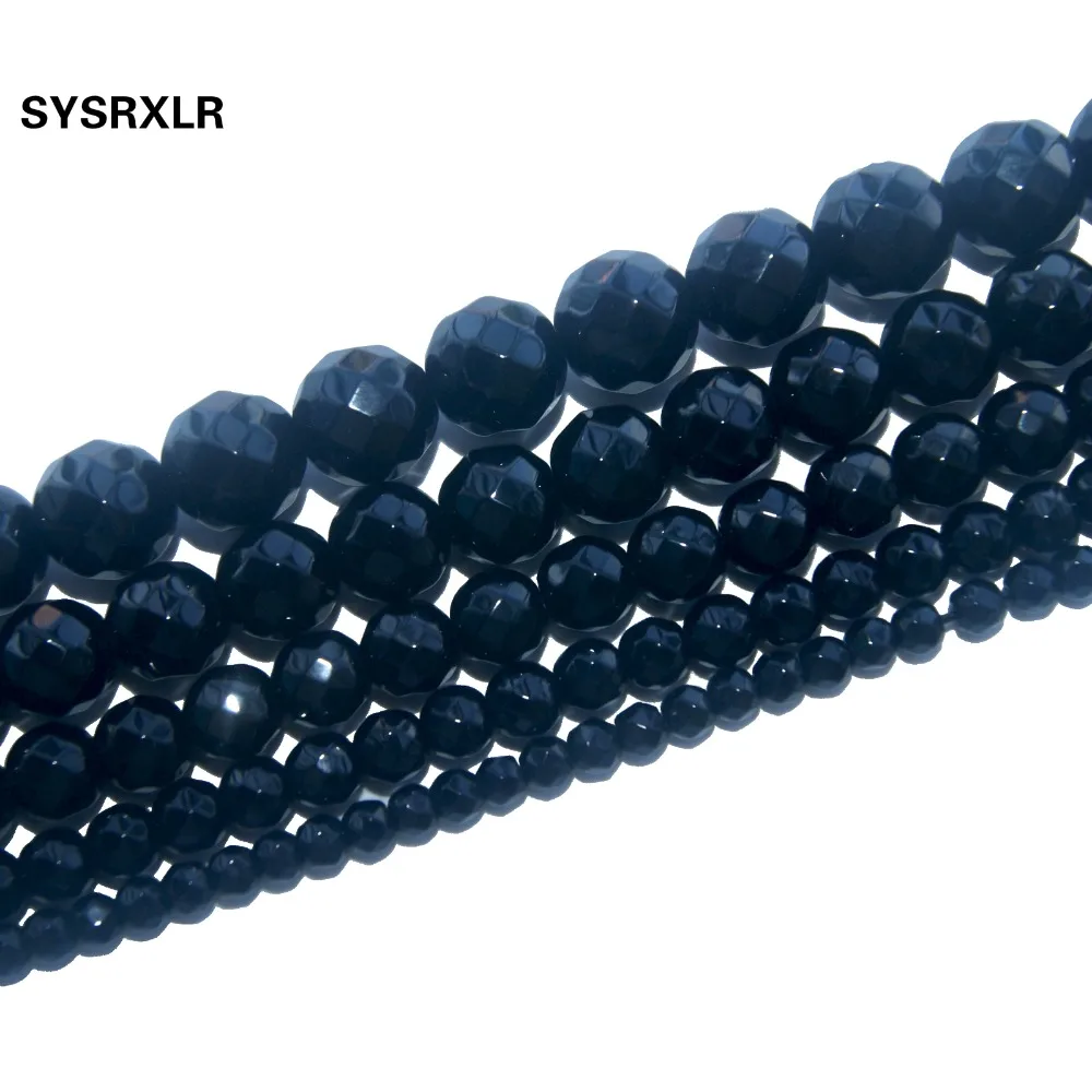 

Free Shipping Faceted Natural Stone Black Glass Loose Beads For Jewelry Making DIY Bracelet Material 4/6/8/10/12 MM Strand