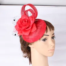 Fashion Multiple color select sinamay font b hat b font with silk flower bridal hairstyle fascinator