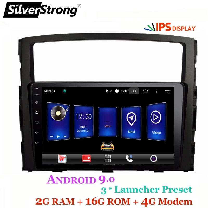 Best SilverStrong 9inch IPS matrix Android9.0 4G Modem Car GPS For Mitsubishi Pajero 4 Radio RDS mirroring link 0