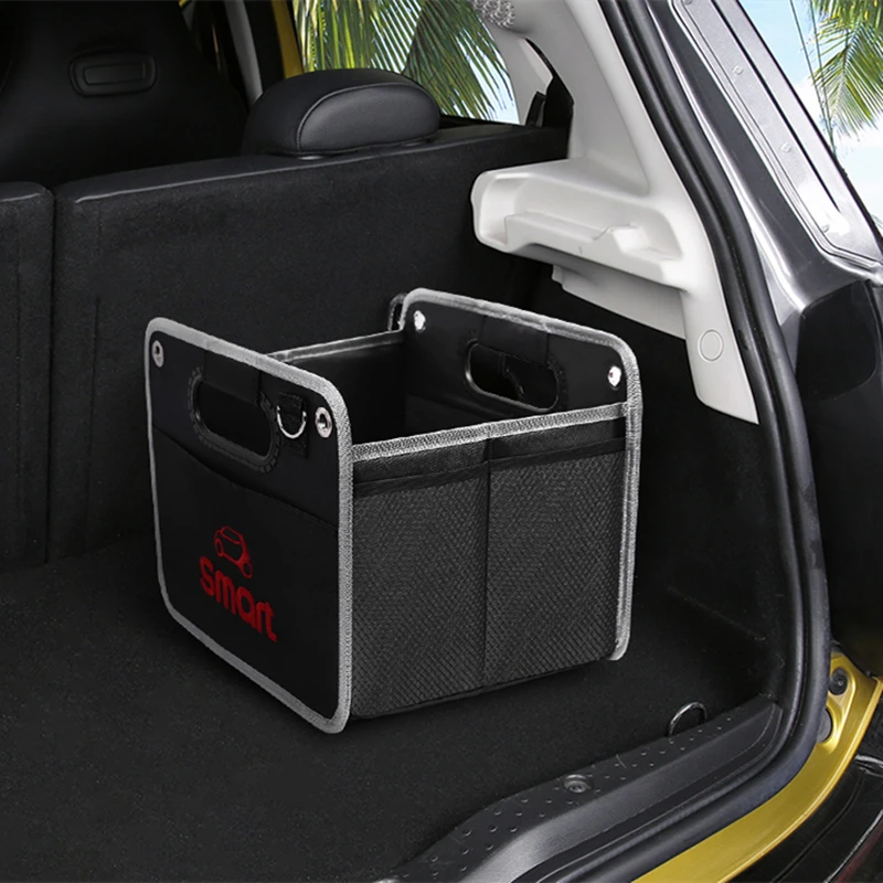 

For Smart 450 451 453 Fortwo Forfour auto logo car accessory net bag Foldable black storage box bag Oxford cloth storage bag