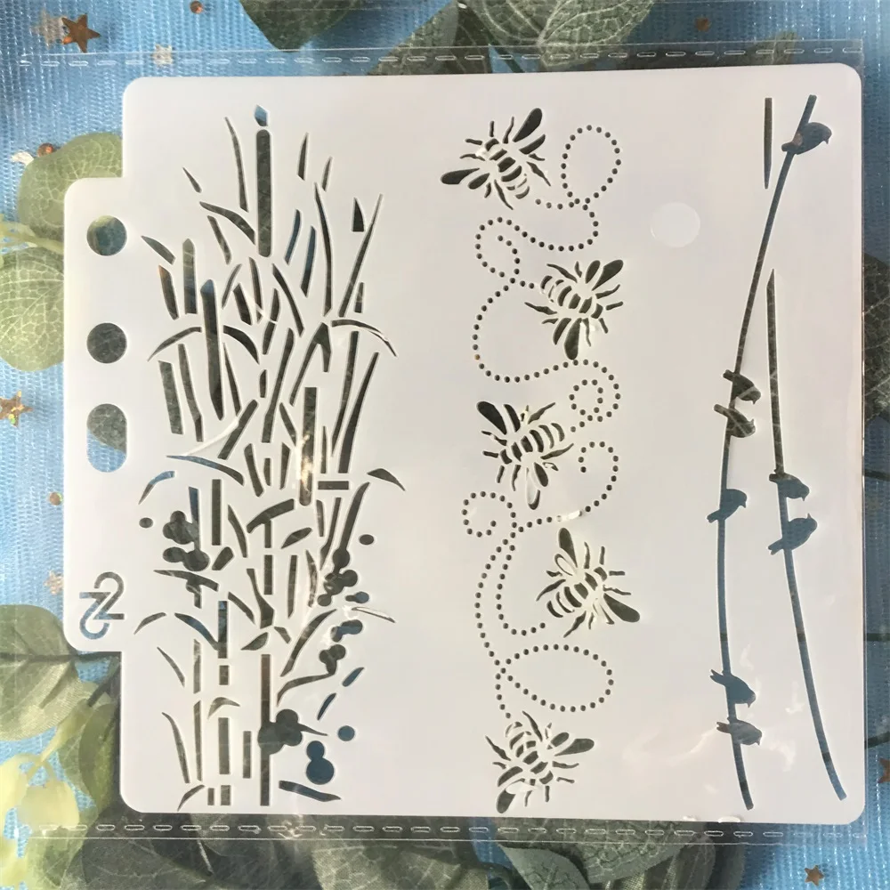 

New 13cm Leaf Bee Bird Layering Stencils Wall Painting Scrapbooking Stamping Embossing Album Decorative Paper Card Template