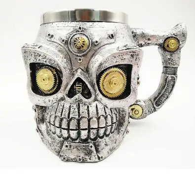 Unusual Stainless Steel Gothic Party Creative Drinking Glass 3D Skull Skeleton Punk Style Wine Glasses Whiskey Cups - Цвет: M