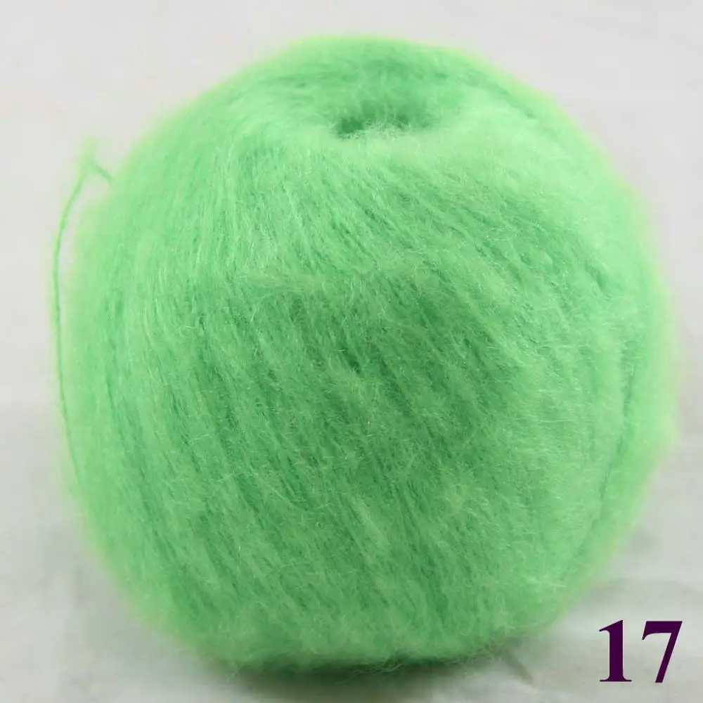 1 шар х 50 г мягкая и удобная мохеровая кашемировая шелковая пряжа ручного вязания 290-пряжа - Цвет: Bright Green 17