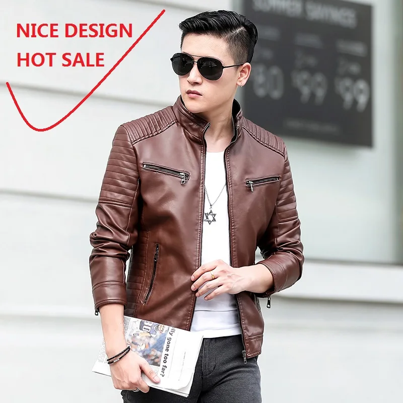

NICE DESIGN 2018 new style fashion wear classic high quality men's pu jacket coat with zipper decroation HOT SALE