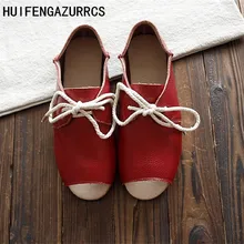 HUIFENGAZURRCS-новая обувь ручной работы из натуральной кожи; обувь в стиле ретро mori girl; женская повседневная обувь на плоской подошве с открытым носком