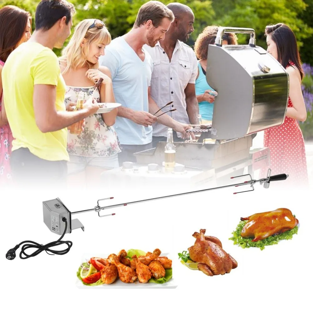 120cm BBQ Rotisserie Kit Stainless Steel Roast Meat Rod 220 240V