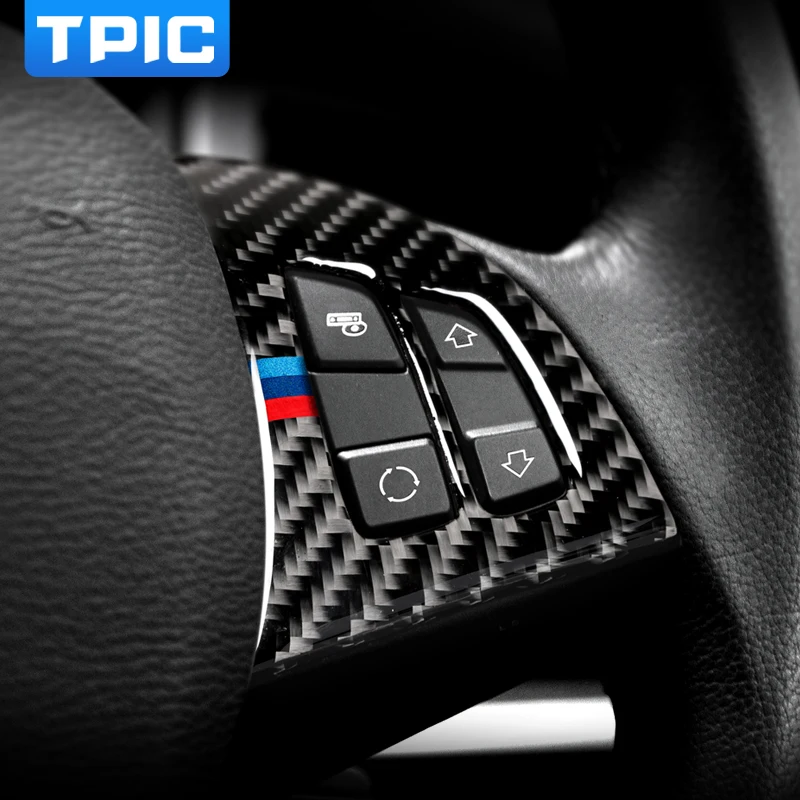 Пуговицы на руль TPIC 3D наклейки из углеродного волокна эмблема M в полоску для BMW E70