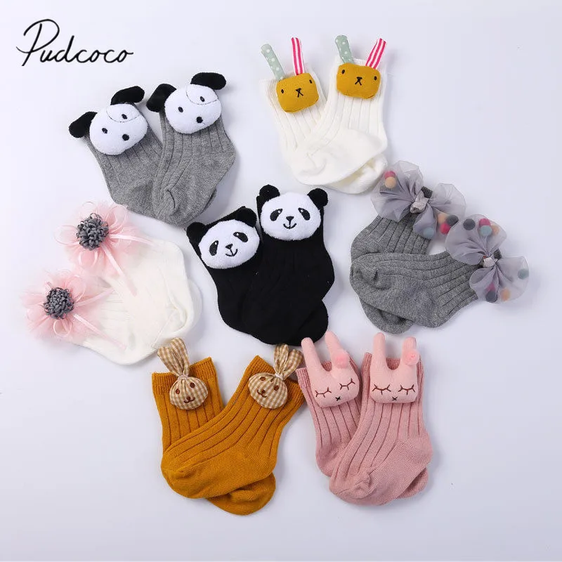 В году, новые брендовые носки для маленьких мальчиков, 2 пары хлопок, От 0 до 5 лет, милые носки декоративные для новорожденных девочек с объемными животными и цветами