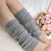 Зимние Для женщин Сплошной Цвет вязаный крючком трикотажные гетры эластичный плотный Чехол Носки