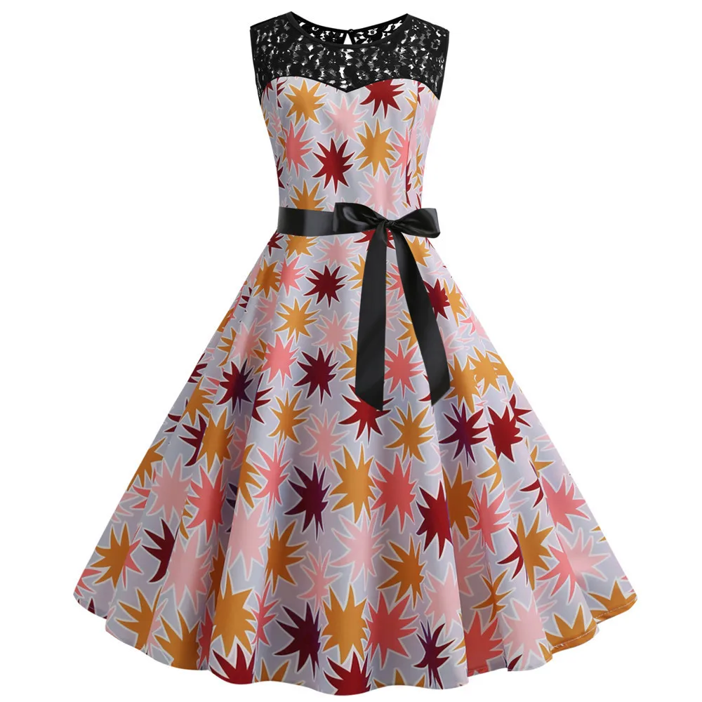 BacklakeGirls Printing Flower Satin Cocktail Dresses Sleeveless Cocktail Dress Colorful Knee Length With Sashes