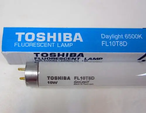 

2pcs,TOSHIBA FL10T8D DAYLIGHT 10W fluorescent lamp tube,10WATT 6500K linear bulb,Old code FL10D