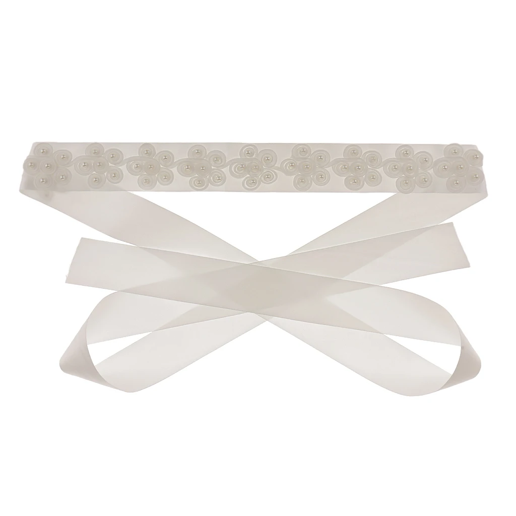 Fashion Wedding Party Dress Gown Flower Beads Bridal Waist Belt Sash 