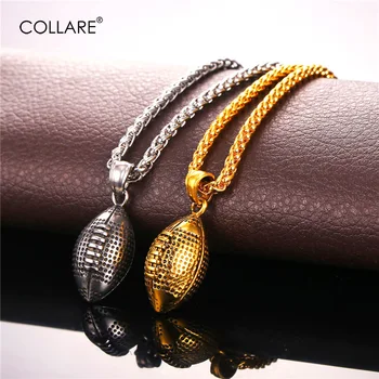 

Collare Football Men Pendant Stainless Steel Team Football Necklace Women Gold/Silver Color Sport American Men Jewelry P573