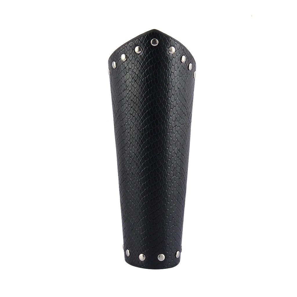 PU Leather Metal Wrist Belt Gothic Gauntlet Cuff Bracer Arm Wristband Armor Protector for Cosplay Kids Halloween Fancy Dress