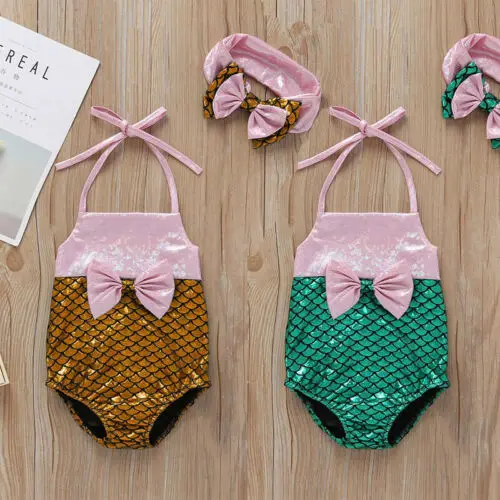 Летний новый милый купальный костюм для маленьких девочек, купальник, бикини, купальный костюм, пляжная одежда русалки