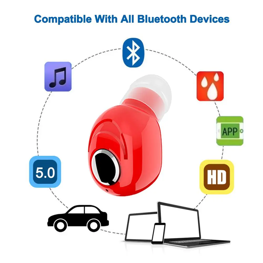 

Mini Wireless Bluetooth 5.0 Earphone in-ear Sport Stereo Music Earbuds IPX5 Waterproof Headset With Mic Handsfree