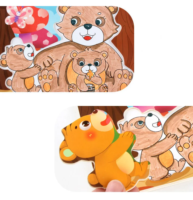 Montessori Educational Wooden Toys for Children Early Learning Puzzles Kids Intelligence Animal Shapes Matching and Drawing