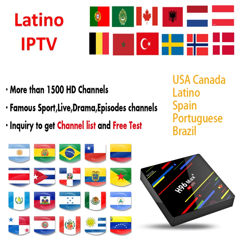 Chile IPTV max plus support Argentine Mexico Ecuador Colombia USA Canada Spain Portuguese Brazil M3U For Smart TV
