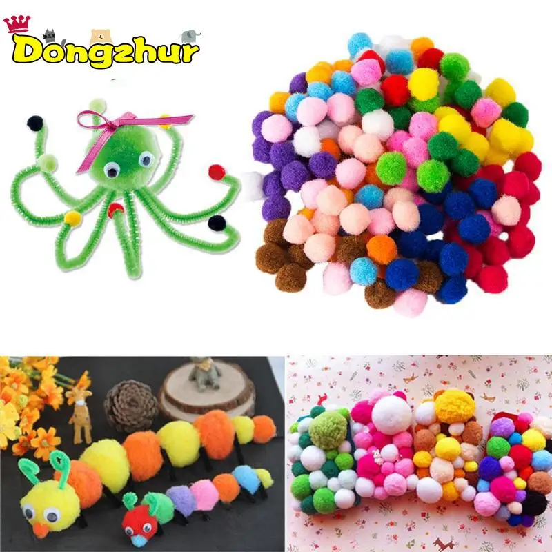 2000 Pcs 8mm Crafts Round Shaped Pompom Mixed Color Soft Fluffy Pom Pom for kids DIY0460