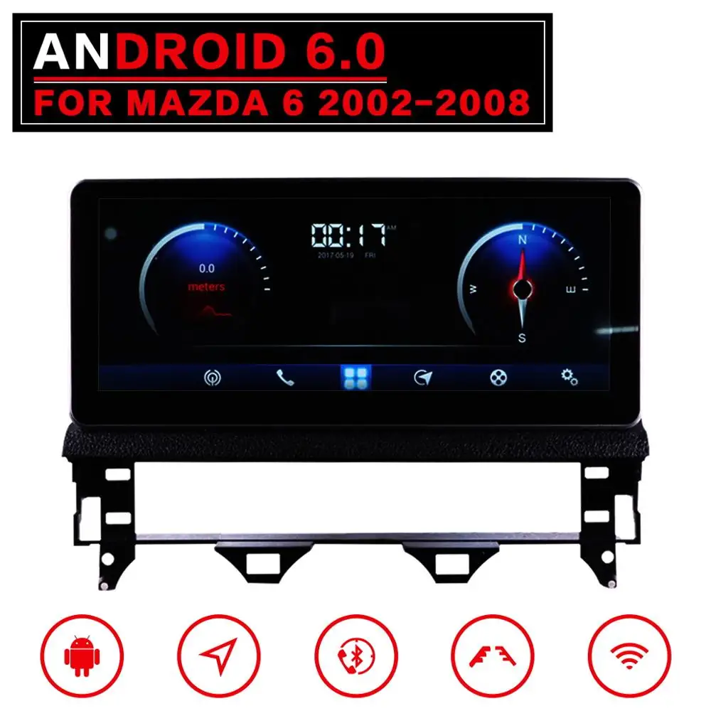 Best Tesla 10.25 inch Android 2+64G Car DVD Stereo Multimedia Headunit For Mazda 6 2002-2008 Auto PC Radio GPS Navigation Video Audio 1