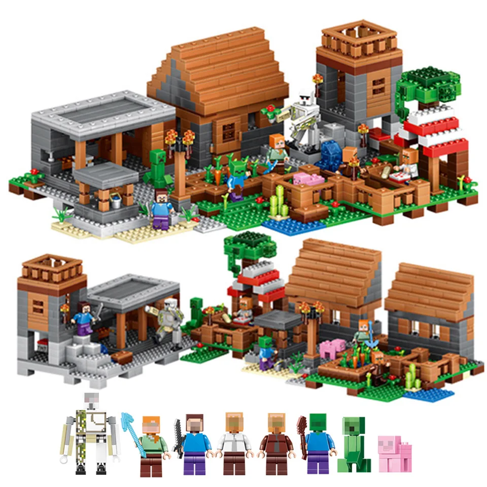 

The Village Set 1106 Pcs Bricks Compatible Legoing Minecraft Model Building Blocks Boys Birthday Gifts Toys for Children