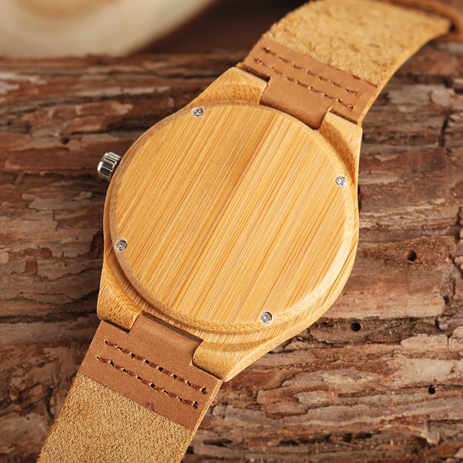 Casual Natural Mens Bamboo Wood Watches Minimalist Genuine Leather Quartz Wristwatch Male Creative Clock with Gifts Bag Relogios 2018 (12)