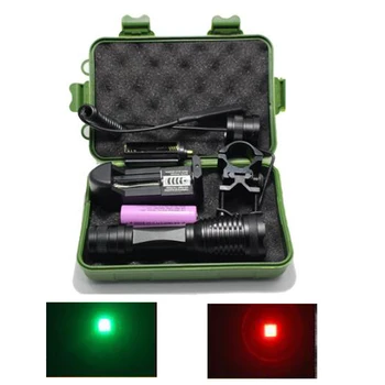 

1000 lumens Zoom Red Green 18650 LED Flashlight Hunting Fishing Light ON/OFF Mode With Gun Clip Remote Pressure Switch