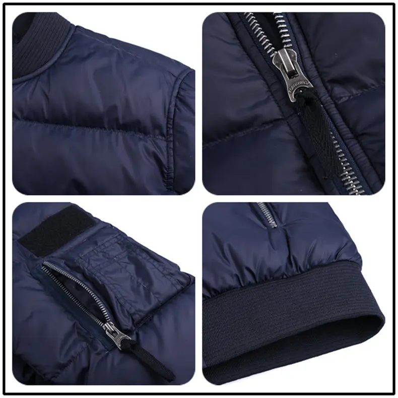 Dropshipping Winter Warm Mens Jackets Wind Resistant Autumn Stand Collar Filling Thick Coat Jackets Men Zipper Pocket US EU Size-12