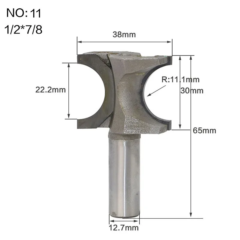 1 шт. 1/" 1/2" хвостовик Классическая Двусторонняя полукруглая боковая фреза древесины фрезы C3 Карбид 6,35/12,7 мм хвостовик древесины режущие инструменты - Длина режущей кромки: NO 11