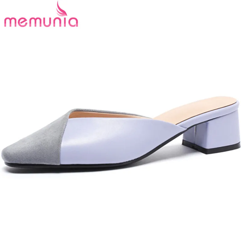 

MEMUNIA 2019 new arrival women pumps fashion unique mules shoes women summer square heels party wedding shoes woman big size 43