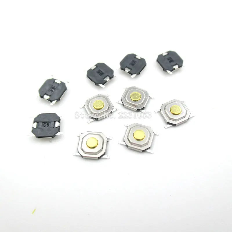 100 шт./лот 5,2*5,2*1,5 мм 4 Pin СУС металлический Тактильный кнопочный переключатель такт переключатель