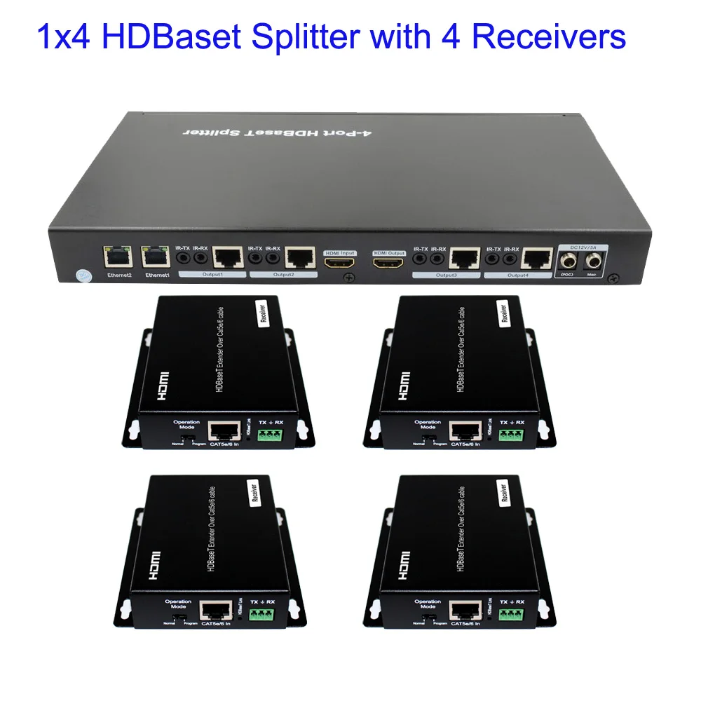 Разветвитель PUZHIJIE PZJ-SPH04-100 4K2K 1x4 HDBaset поддерживает 3D POC RS232 pass through 100M Splitter |