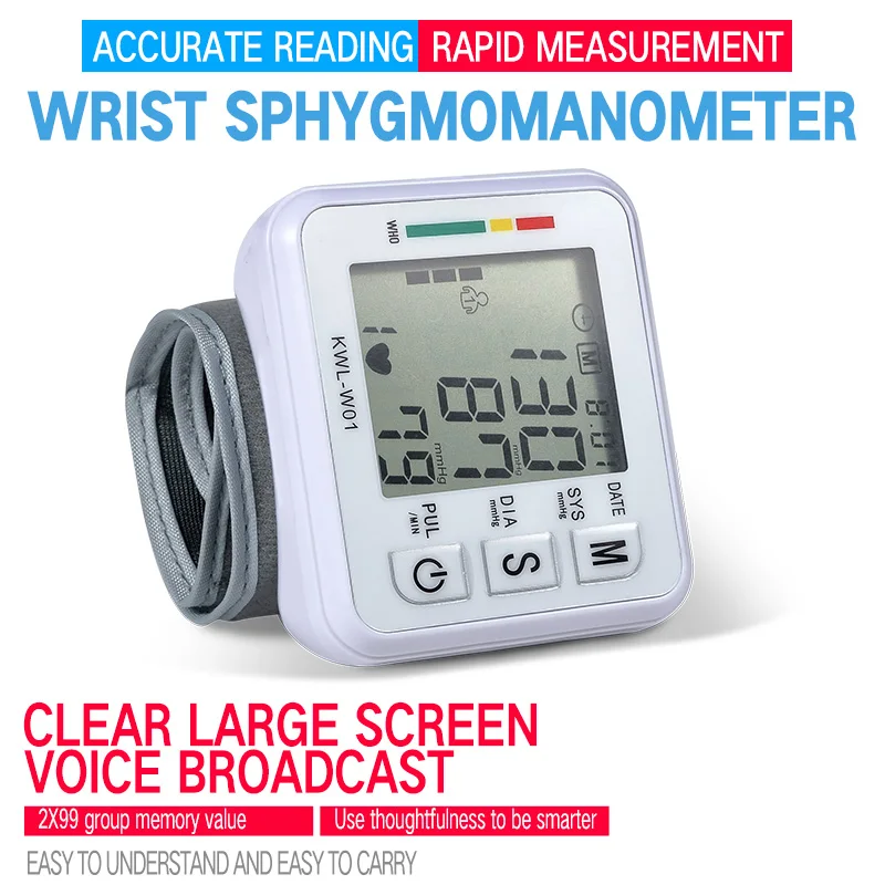 

Automatic Wrist Blood Pressure Monitor Machine Tonometer tansiyon aleti Tensiometro Heart Rate Monitor Meter Sphygmomanometer