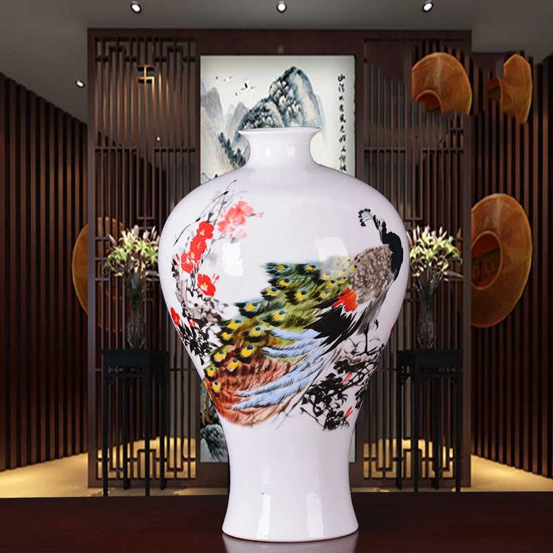 Новое поступление старинная Цзиндэчжэнь тонкая китайская ваза с цветами и птичьими узорами Керамическая Настольная Ваза фарфоровая декоративная ваза