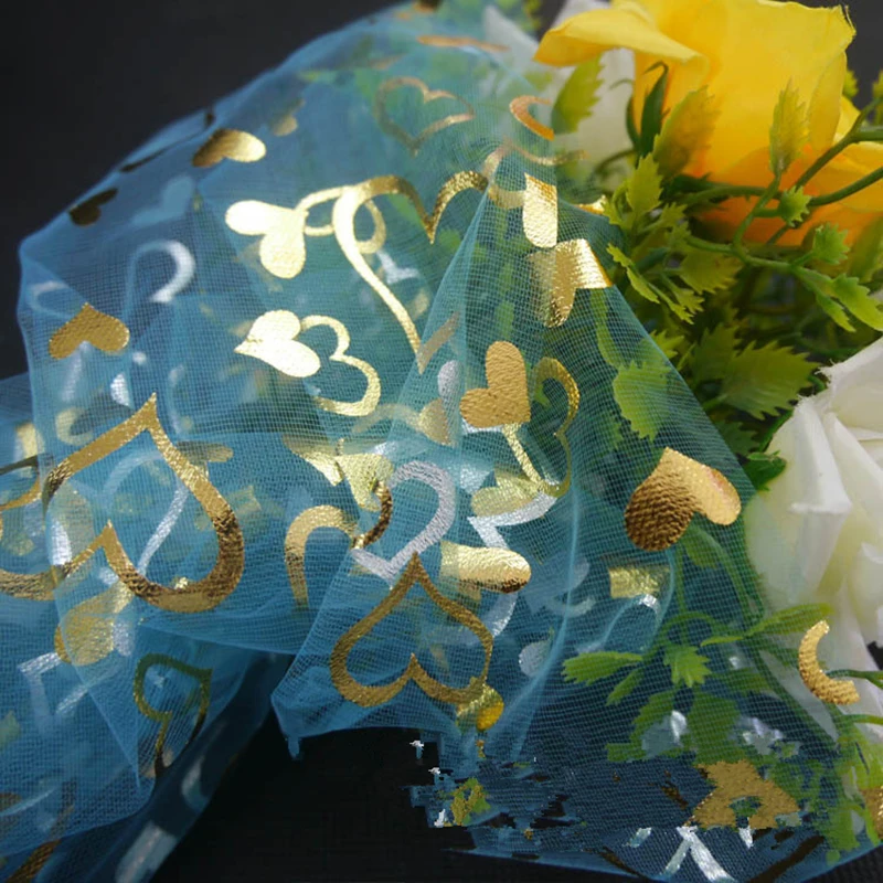 48 см 5 ярдов/рулон блестящая любовь Тюль пряжа цветы упаковка упаковочная бумага материалы Свадебные украшения праздничные поставки
