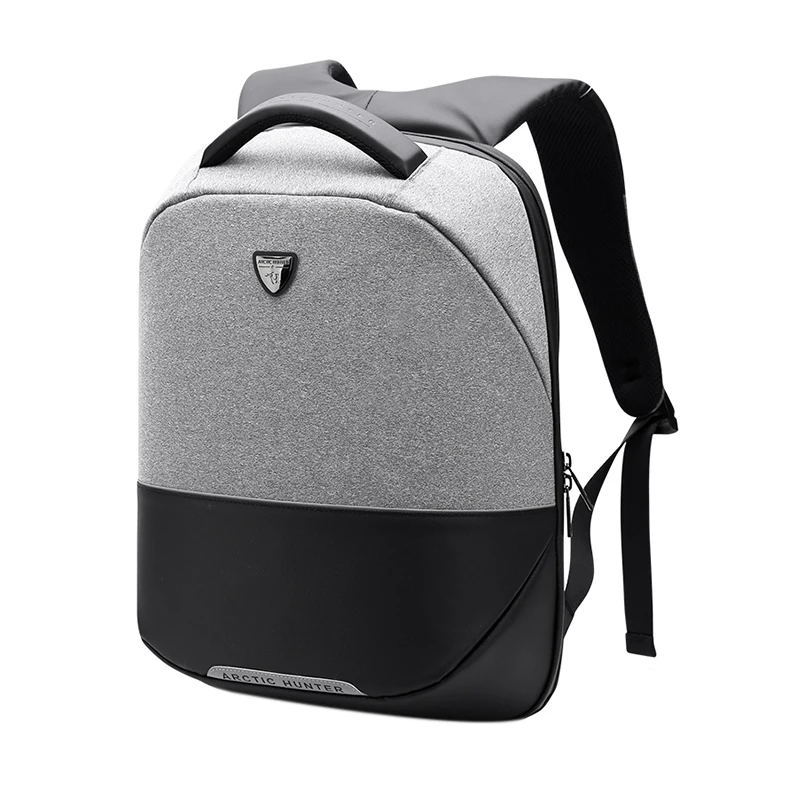 ARCTIC HUNTER Business Travel USB Backpack Men Anti-Theft 15 Inch Laptop Backpack Men's Casual Back Pack Bag Women B00216 - Color: Light Grey