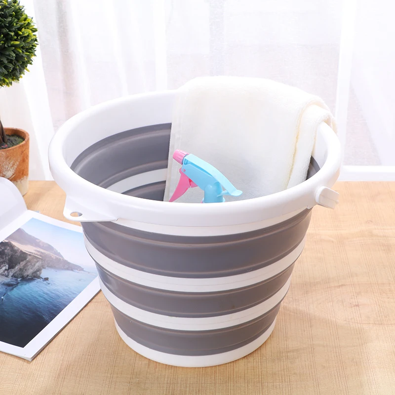

Folding Bucket Portable Car Wash Bucket Silicone Bucket Kitchen Bathroom Outdoor Fishing Bait Folding Round Accessories Gift10L