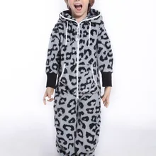 Флисовый Леопардовый детский цельный комбинезон в скандинавском стиле; Детский комбинезон