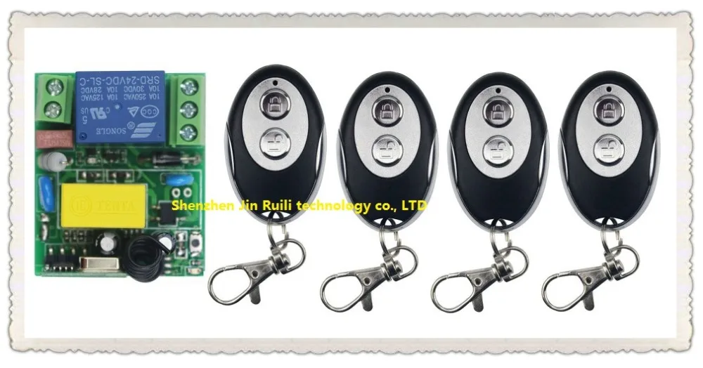

AC220V 1CH RF Wireless Mini Switch Relay Receiver + 4pcs ellipse shape Transmitters for Appliances Gate Garage Door JRL-220V-1CH