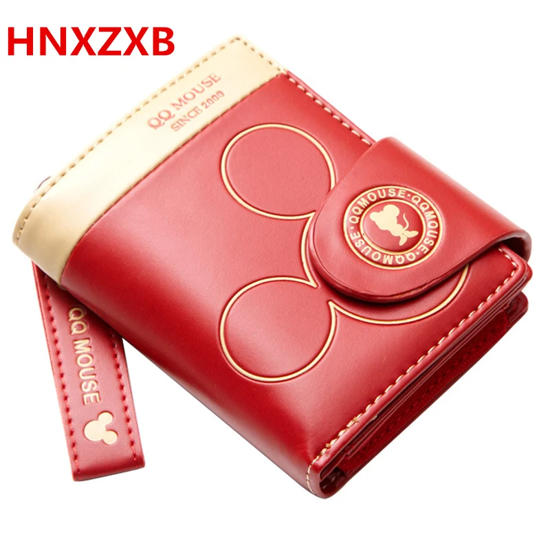 HNXZXB корейский милый кот аниме кожаный тройной тонкий мини-кошелек женский