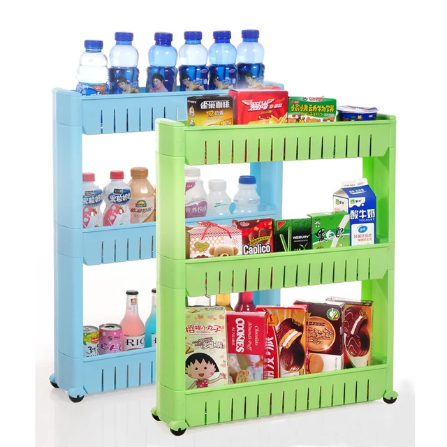 Movable Portable plastic storage shelves rack for bathroom Kitchen and